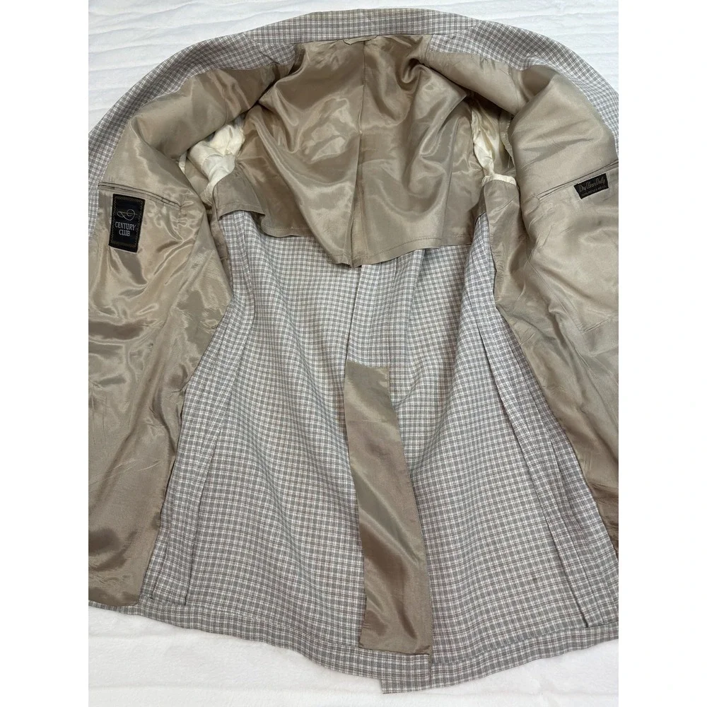 Vintage Century Club 2 Piece Suit Mens 42R Plaid‎ Blazer Vest Jacket 70s